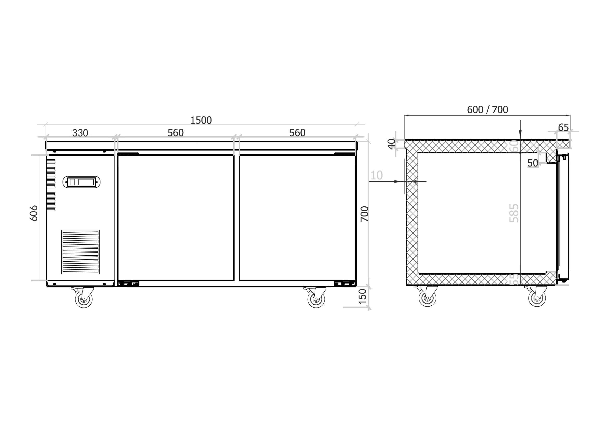 BESTTOP Under Bench Freezer 1500mm/CUF15-2(600mm Depth) - Time One Services
